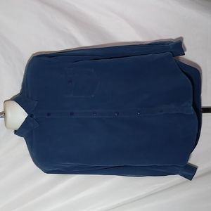 Tommy Bahama men's long sleeve slate blue silk button down shirt size large